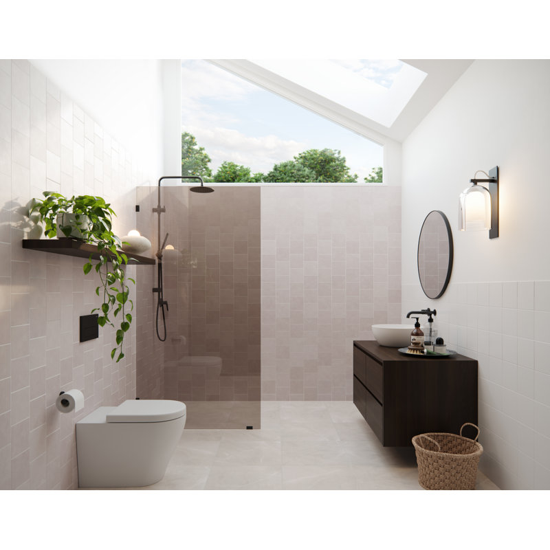 Ursa 36 in. x 78 in. Fully Frameless Bronze Tinted Single Fixed Shower Panel, Matte Black