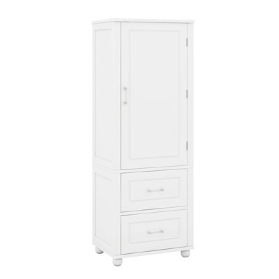Armoire de rangement de 61,4 po de hauteur, armoire de rangement autoportante avec deux tiroirs et tablette réglable