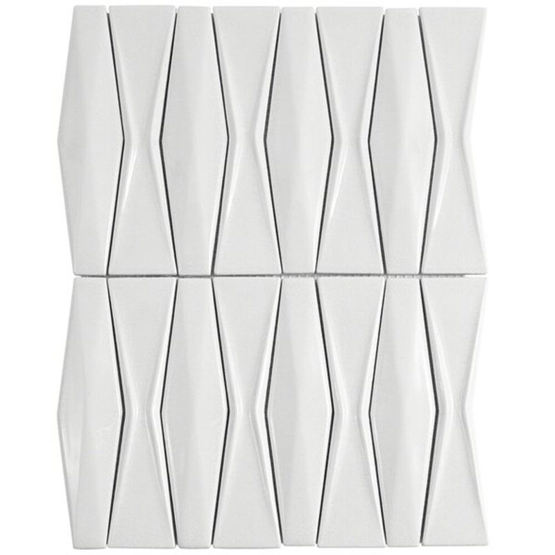 Nabi Harlequin 2x8 Glossy Glass Mosaic Tile, White