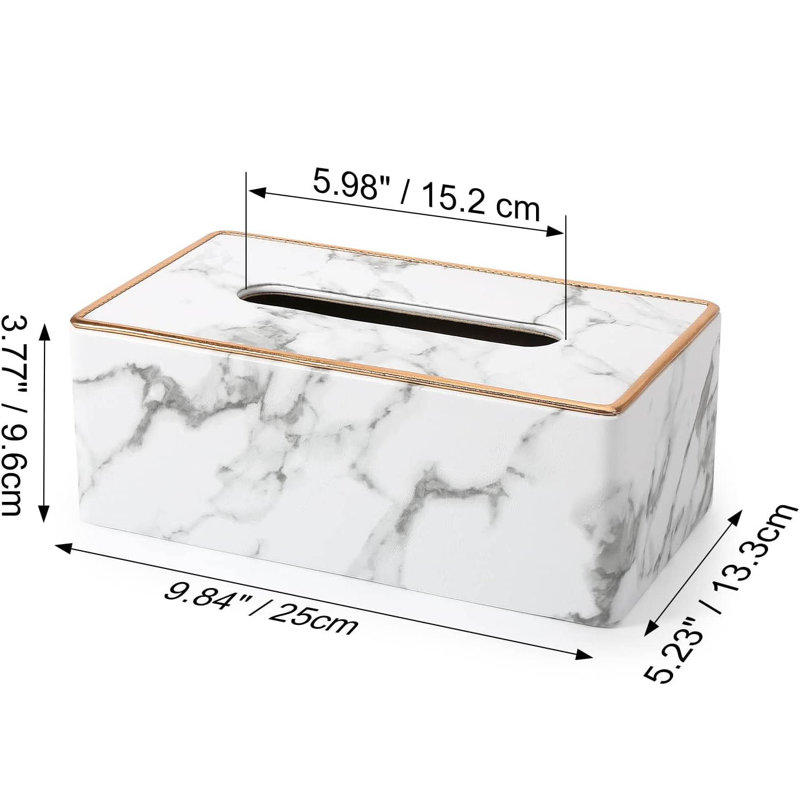 Tissue Box Cover, White/Grey