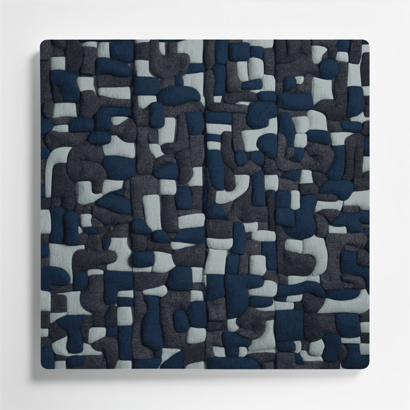 «Abstract Shapes» 14, art mural gris en métal, H 32 po x l 32 po