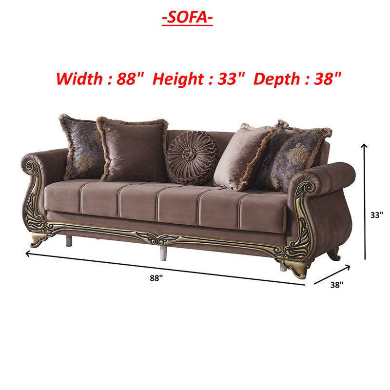 Rezana 4 - Piece Velvet Living Room Set, Brown Velvet