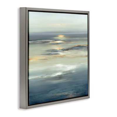 Abstrait art nautique encadré sur toile flottante, "Tranquil Nautical Sunrise" par Lisa Ridgers