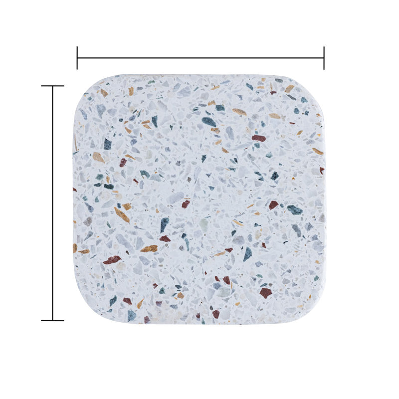 White and Multicolor Ceramic Terrazzo Coasters Set