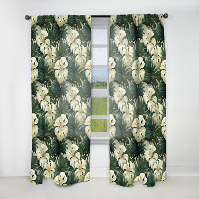 Monstera Elegance Tropical Motif II - Rideau floral - Rideau floral obscurcissant - 1 panneau