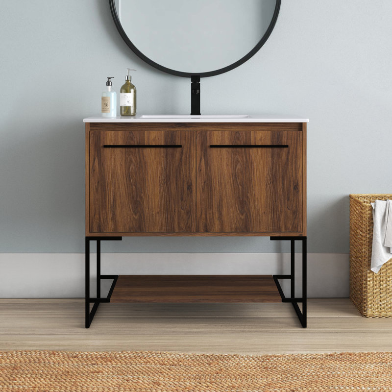 Ensemble de meuble-lavabo simple 36 po Gerard, Noyer brun