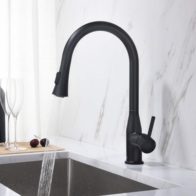 KIBI Napa Pull Down Kitchen Faucet, Without Soap Dispenser, Matte Black