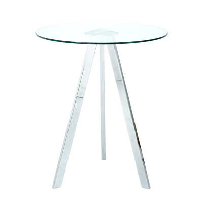 Élégante table de salle à manger ronde en verre trempé - base en métal, plateau transparent, antidérapant, pour la cuisine et le salon