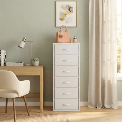 3 Pack Stackable Storage Drawers with 6 Fabric Drawers and Wood Top
