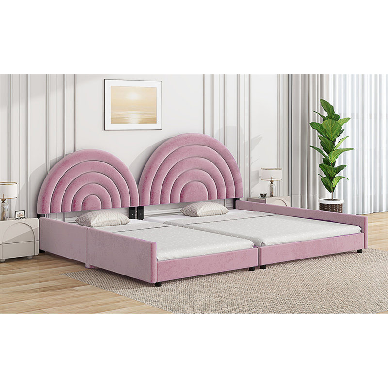 Upholstered Velvet Scalloped Bed