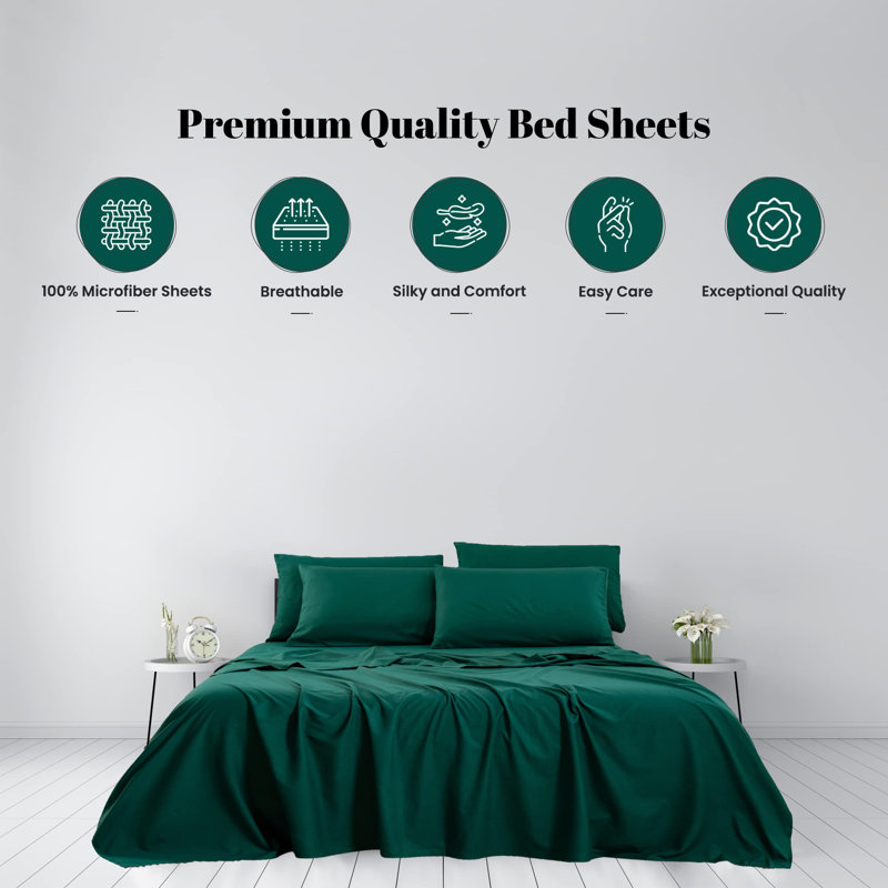Green 1800 Series Microfiber Deep Pocket King Sheet Set