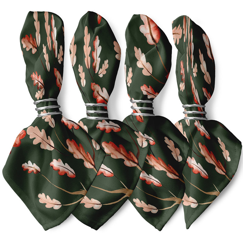 Chattie Wild Oak Leaves Napkins, Green