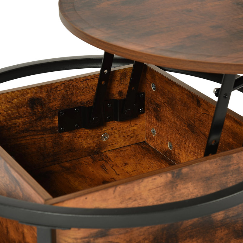 Lift Top Coffee Table with Storage, Brown, 62cm H x 60cm W x 60cm D