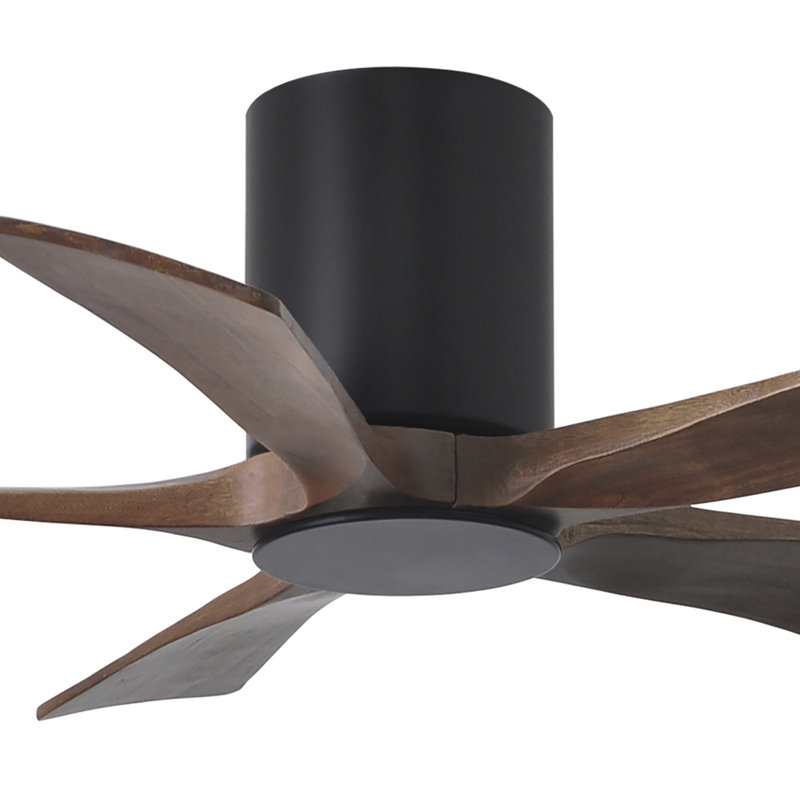 Irene Flushmount Light Kit 5 Blade LED Ceiling Fan, Matte Black, 42", Walnut Tone