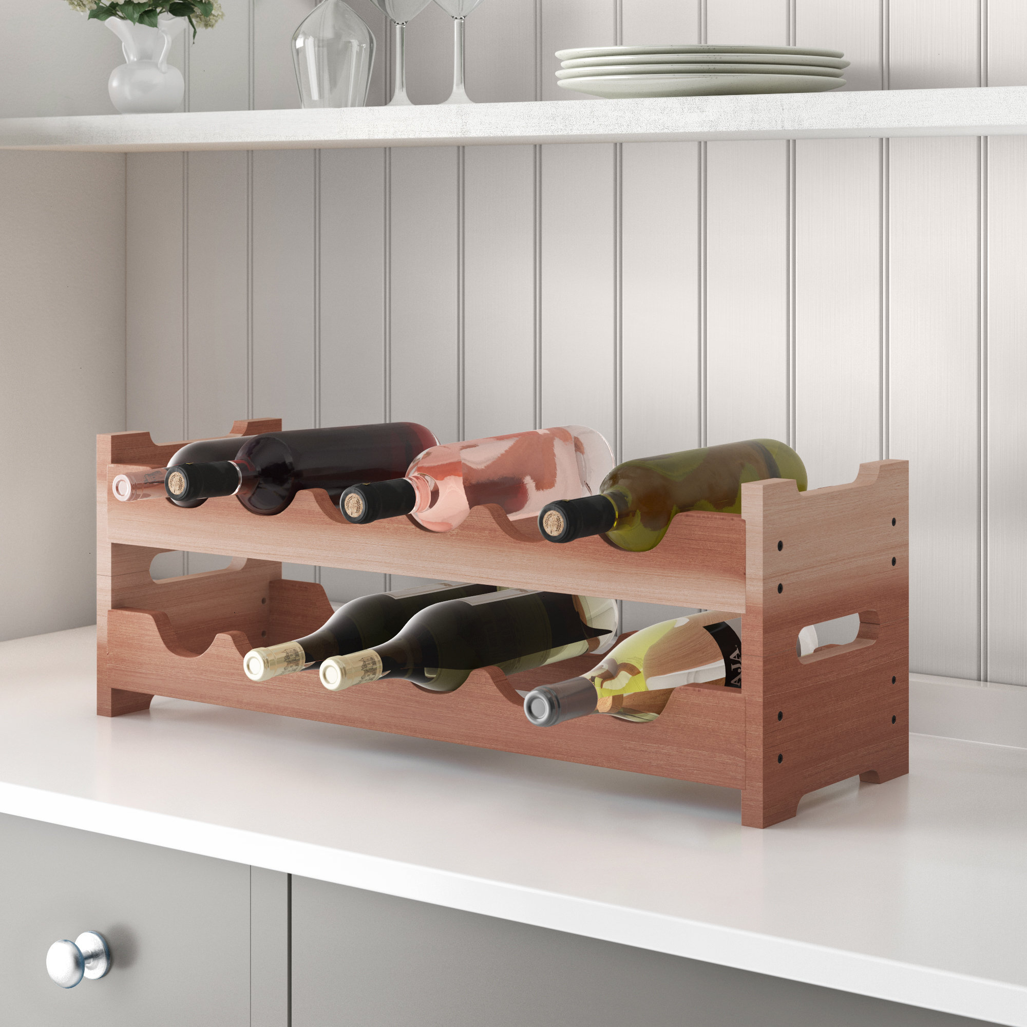 Red Barrel Studio Karnes Mini Scalloped 12 Bottle Tabletop Wine Bottle ...