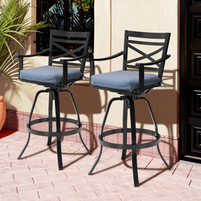 Cohdi Swivel Aluminum Outdoor 30" Patio Bar Stool with Sunbrella Cushion