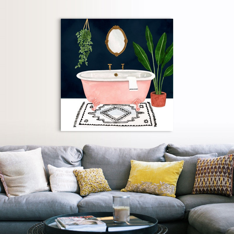 " Boho Bath II " Painting Print, Wrapped Canvas, 48" H x 48" W x 1.25" D