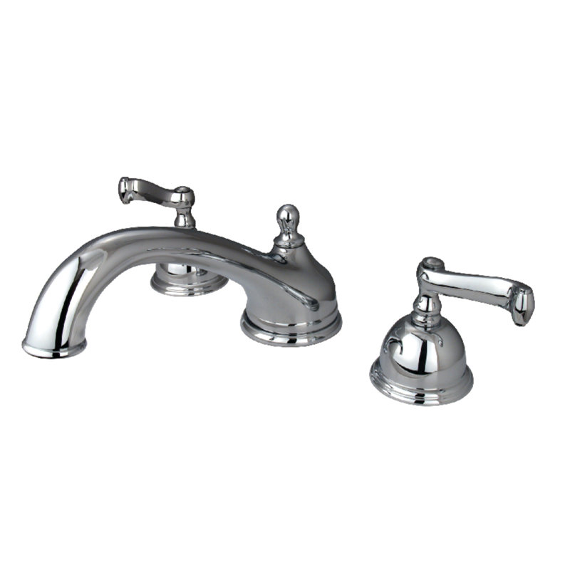 Kingston Brass Two-Handle 3-Hole Deck Mount Roman Tub Faucet, Polished Chrome