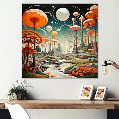 Rêves de champignons colorés Mid-Century Mid-Century I - impression