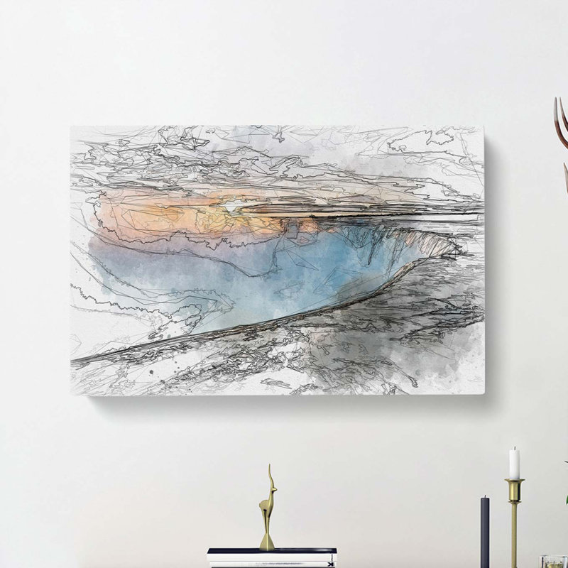 Niagara Falls Sunrise in Canada in Abstract - Wrapped Canvas Drawing - Wrapped Canvas, 35cm H x 50cm W x 3cm D