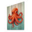 Élégance tentacule orange et bleu - pieuvre / calmar sur bois-784629460