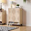 Range-chaussures en bois naturel à 6 niveaux avec portes géométriques pour le vestibule et le salon