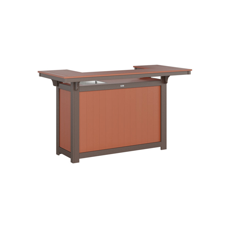 Outdoor Rectangle Bar Table, Chocolate Brown, Mango Orange