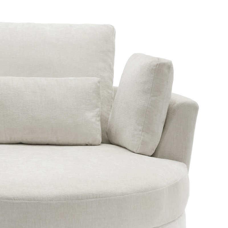 Fauteuil rembourré pivotant avec coussin (ensemble de 2), Mélange de polyester beige
