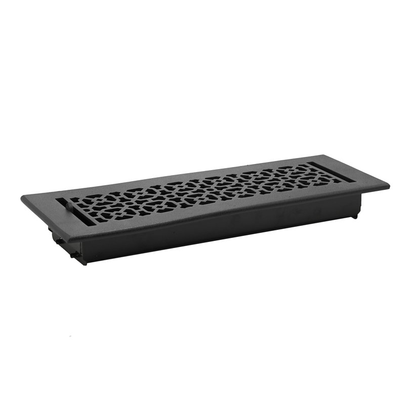 Grille en fonte d'aluminium Achtek 4 po x 10 po, Noir thermolaqué, Plancher sans trous de vis