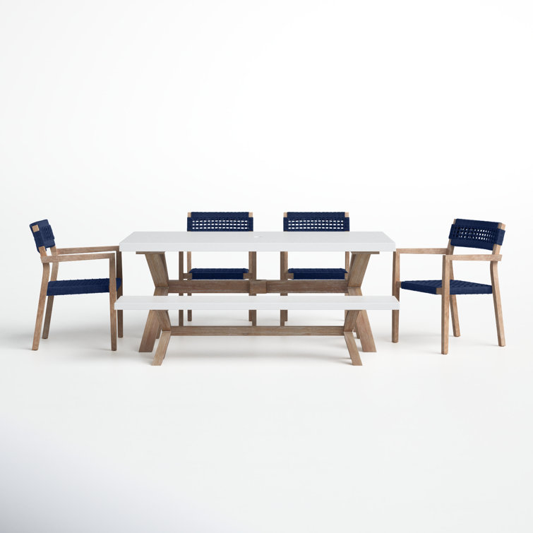 Fleur 74" Rectangular 7 - Person Dining Set