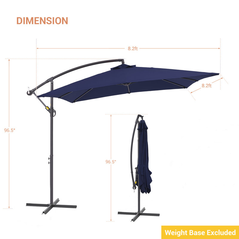 Scarlott 98.3" x 98.3" Square Umbrella, Bleu marine