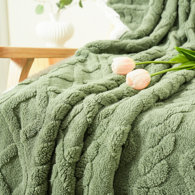 Couverture en molleton vert Sherpa, L 80 po x L 90 po, Vert