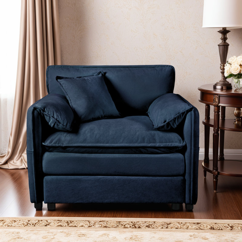 Fauteuil d'appoint surdimensionné en chenille surdimensionné, Chenille bleu, 1