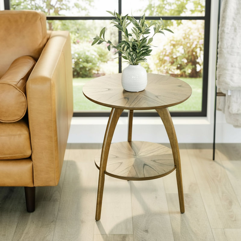 Table ronde en bois massif Nutmeg Brown, Brun