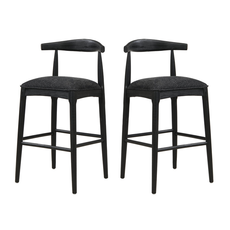 Tabouret de bar en tissu noir (ensemble de 2), Noir, Noir