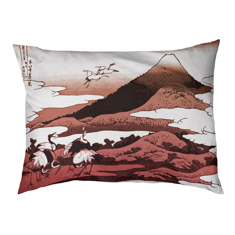 Coussin de concepteur japonais pour grues Burkart, L 19,5 po x l 29,5 po, Rouge / Noir