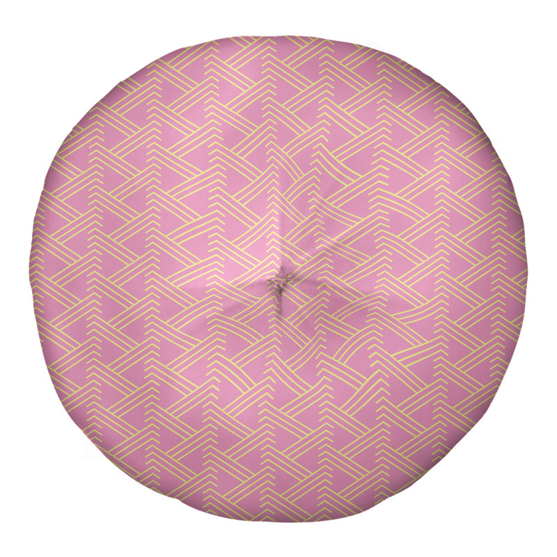 Coussin de sol zig zag classique, 26 po x 26 po, Rose/jaune