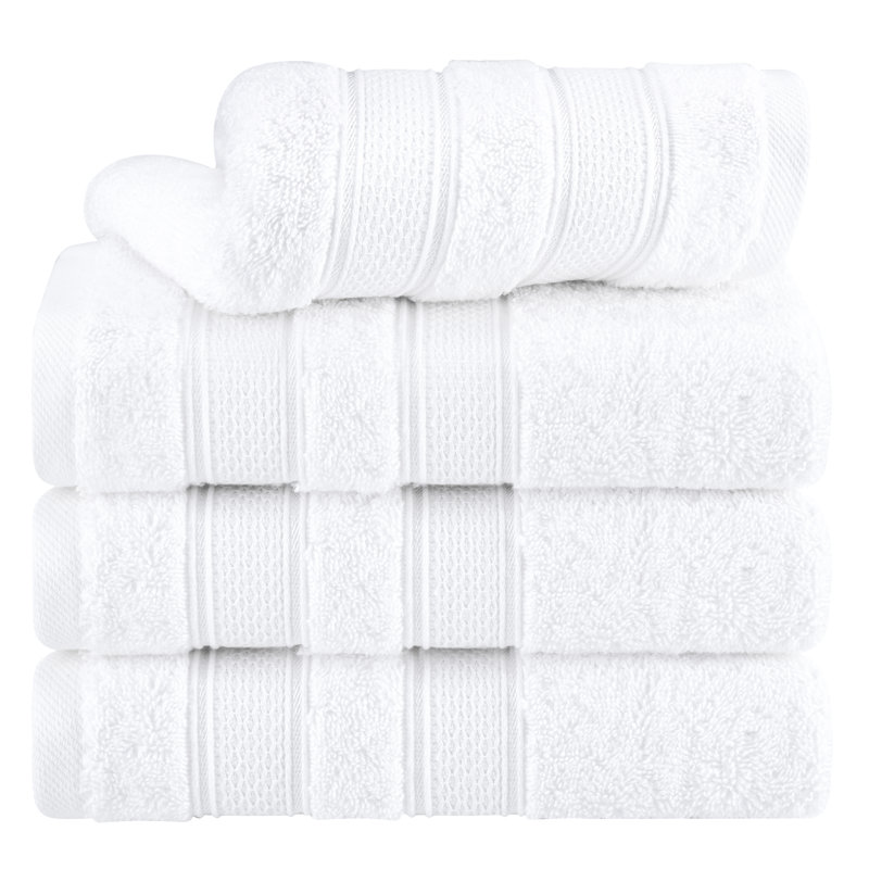  100% Cotton 4 Piece Hand Towels For Bathroom, White