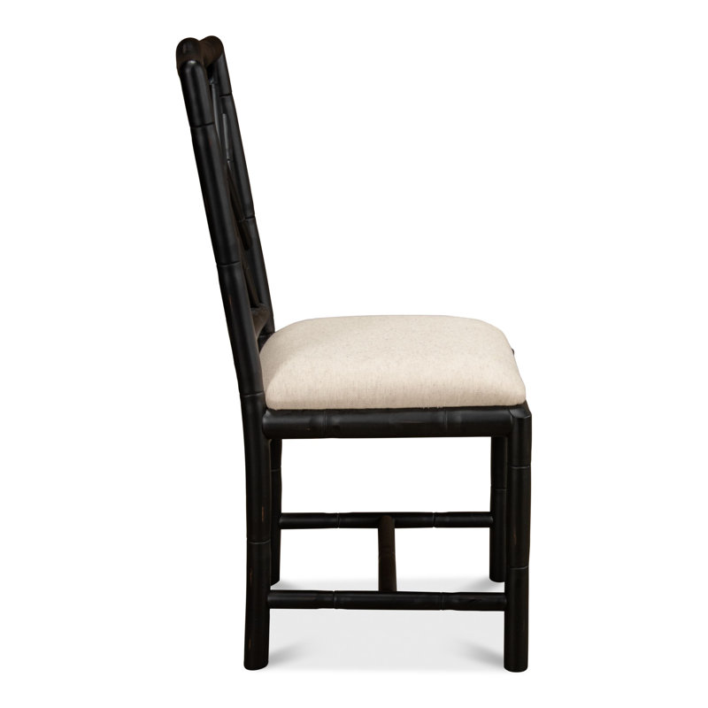 Brighton Fabric Cross Back Side Chair in Beige, Black