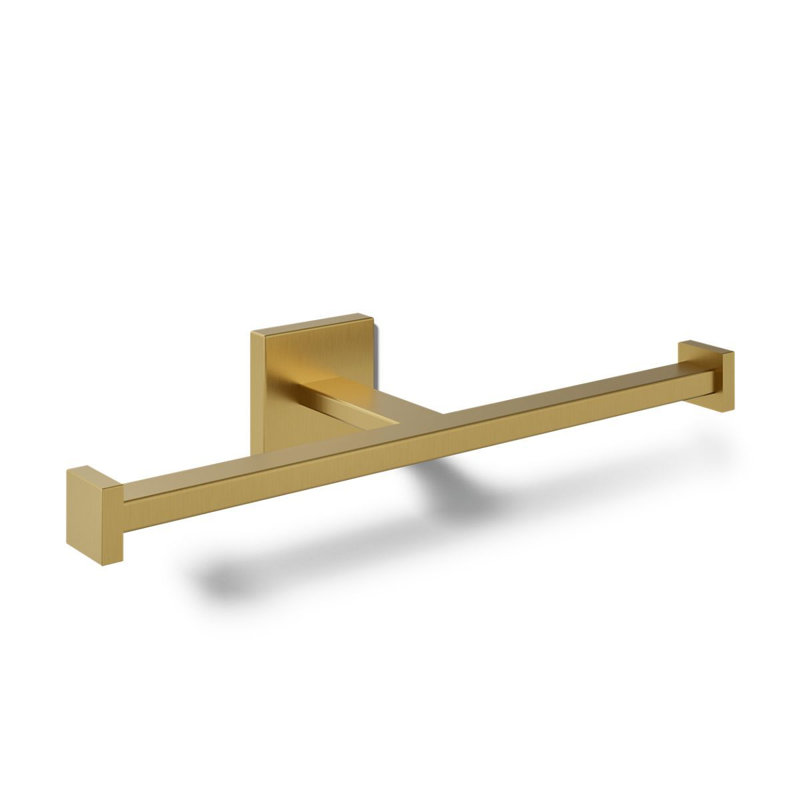 Square Double Toilet Paper Holder, Vibrant Brushed Moderne Brass