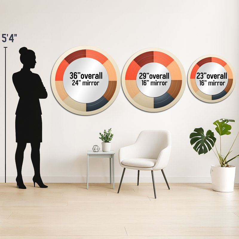 Colorful Retro Vinyl IV - Vinyl Records Mirror, Modern Round Unique Wall Mirror, Printed Metal Art, 29" x 29"