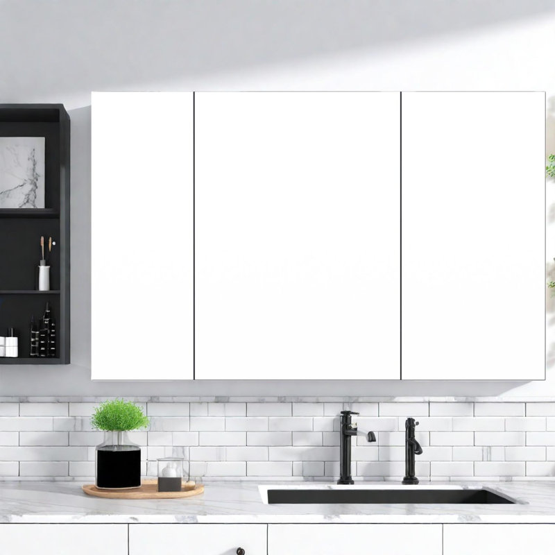 Armoires à pharmacie peu encombrantes, rangement en miroir de 43,4 po, maison moderne