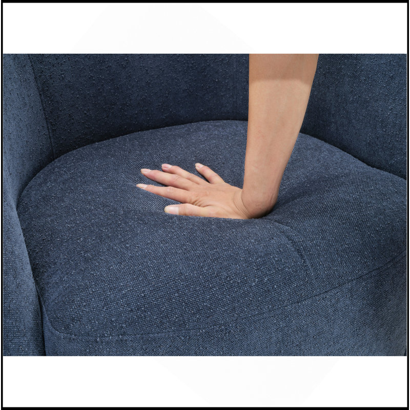 Fauteuil demi-tonneau pivotant en bois massif Boucle, Bleu