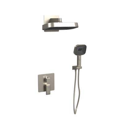 Milan 12-in Rain Showerhead Combo Shower System with Multi-function Handshower and Pressure Balanced Mixing Valve