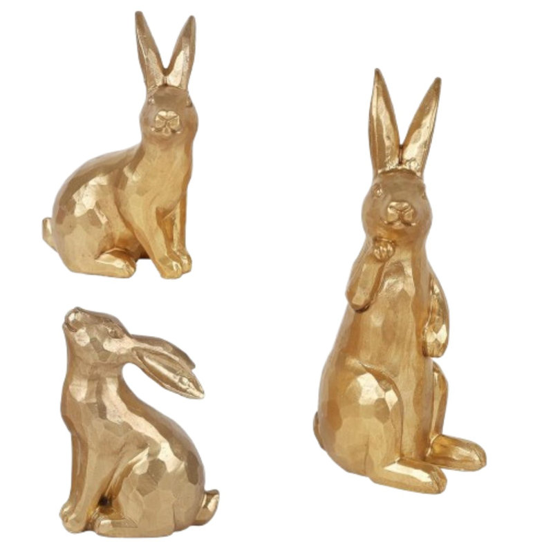 3pcs Easter Bunny Figurines Decor