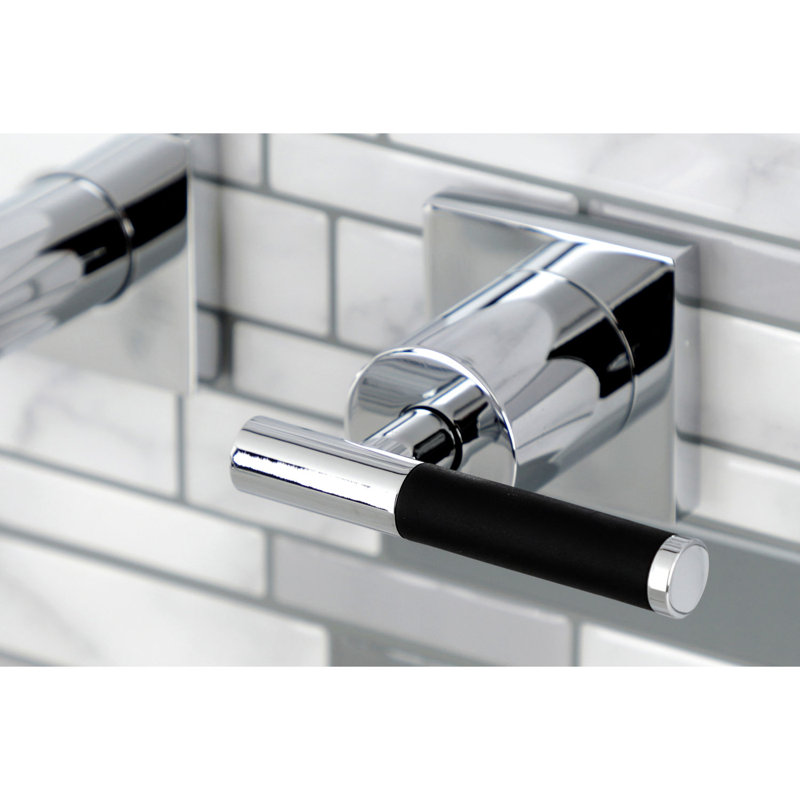 Kingston Brass Millennium Two-Handle 3-Hole Wall Mount Bathroom Faucet, Polished Chrome, Lever