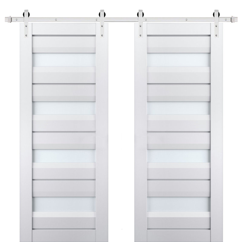 Portes de grange en bois givré Veregio, 64 po x 80 po, Blanc