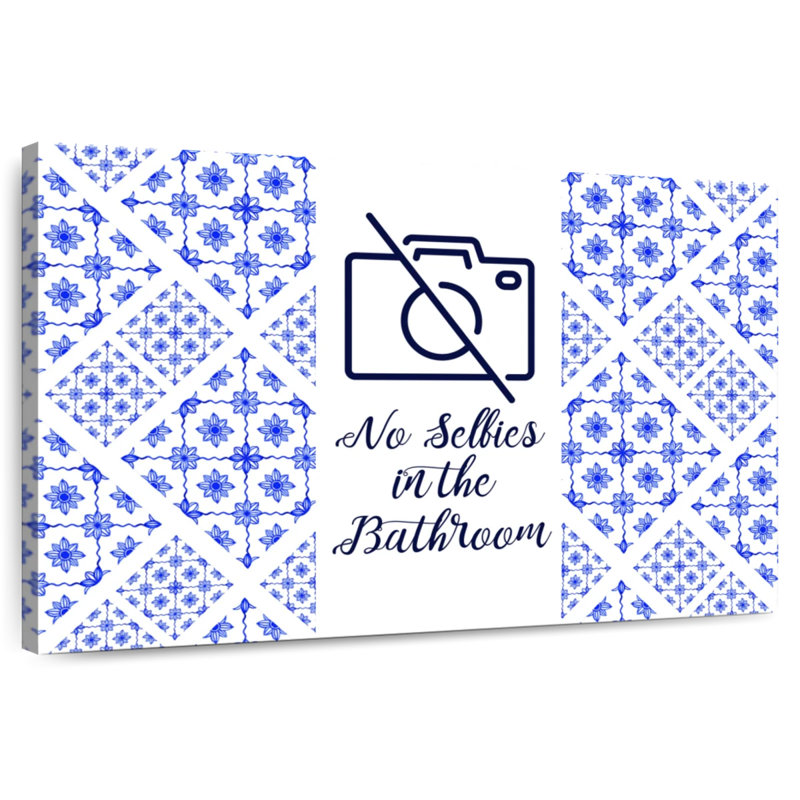Plaque murale pour salle de bain No Selfies, H 16 po x l 24 po