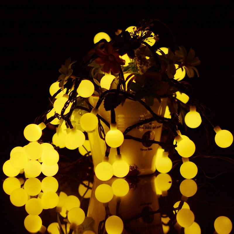 String Ball Lights 192'' Solar Powered LED String Lights String Light, White