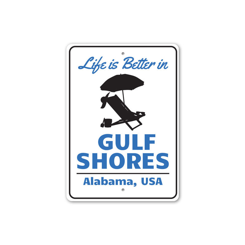 Panneau en aluminium Gulf Shores Alabama, H 18 po x l 12 po x P 0,06 po